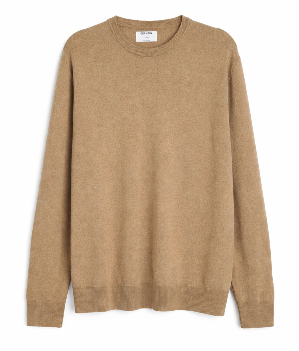 Old Navy Mens XL Tan Beige Crewneck Sweater Classic Minimalist Fall Layering